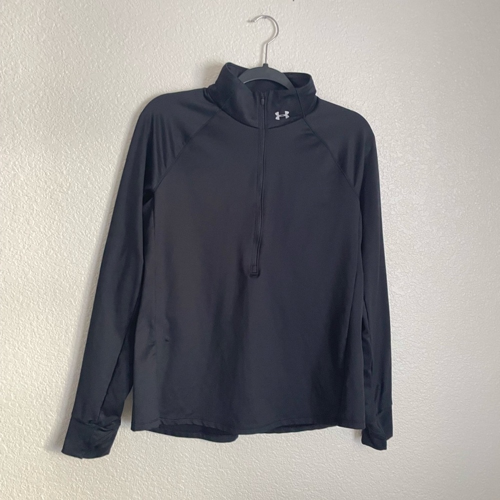 Under Armour UA Women’s Cozy ½ Zip Mockneck Long Sleeve Pullover L Black - Picture 2 of 9